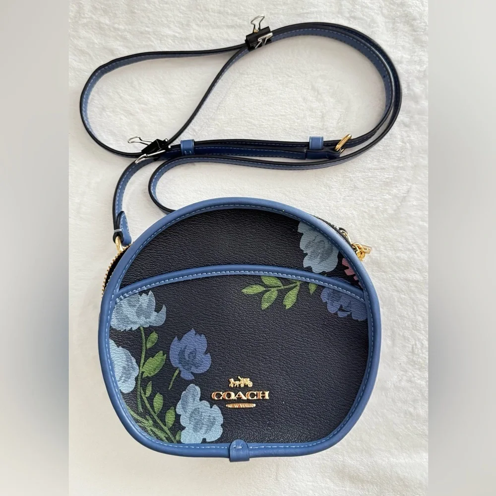 Coach Canteen Crossbody Bag With Painted Peony Print Gold Hardware